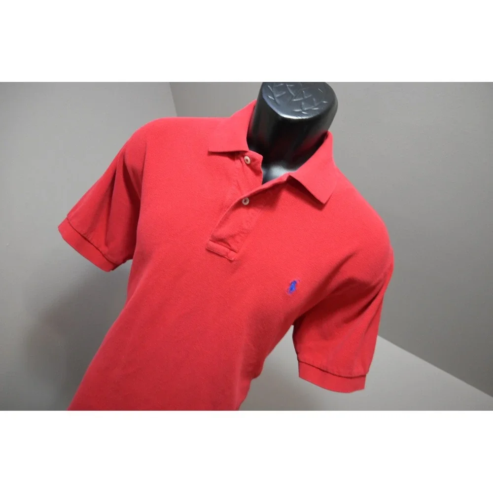 Polo‎ Ralph Lauren Polo Shirt Mens Medium Red Short Sleeve Cotton Pique Good